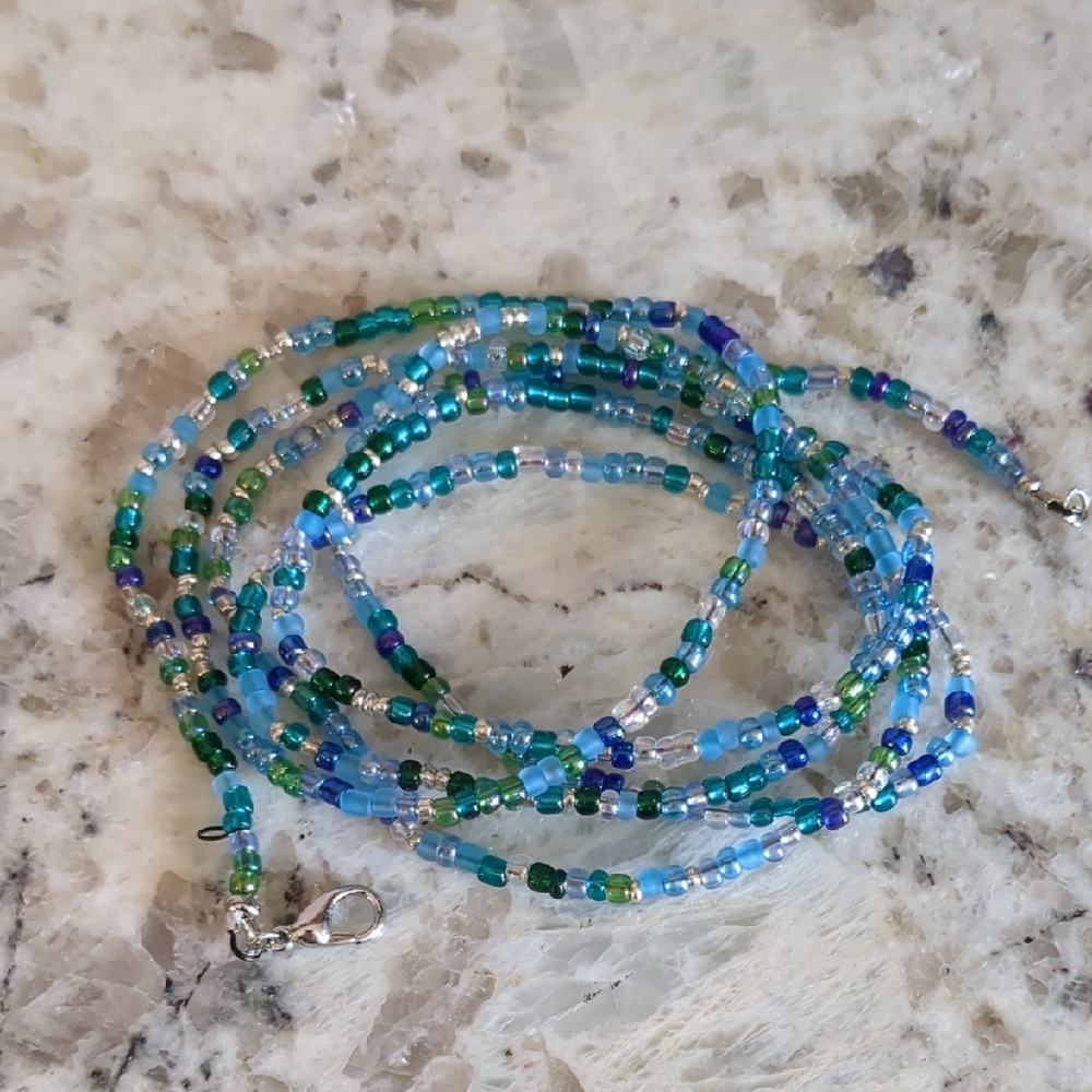 Elegant Blue and Green Belly Beads